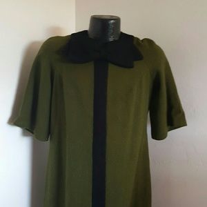 Vintage Ladies Garment dress short sleeve bow zipper back women size 16 1/2